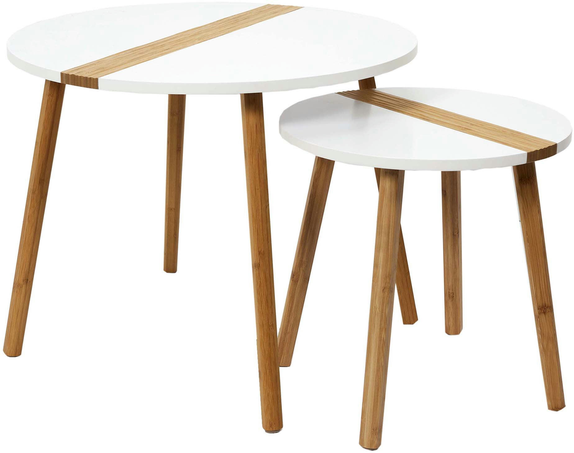 - Tables d'appoint gigognes bicolore relief blanc - Lot de 2