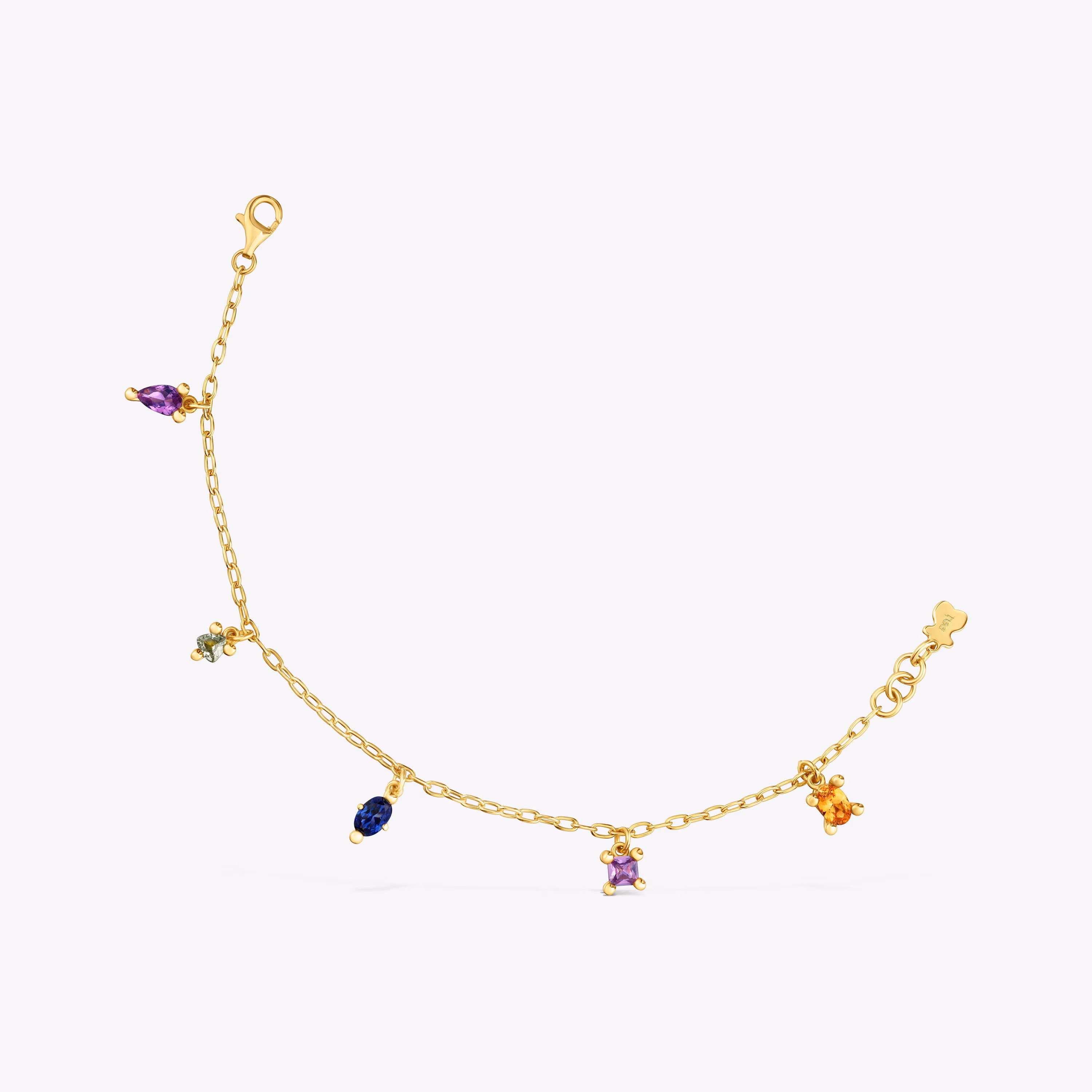Pulsera cadena con baño de oro 18 kt sobre plata y gemas creadas en laboratorio TOUS Color LGG