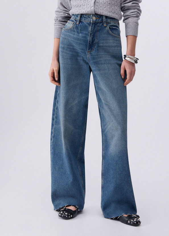 Jeans straight con strass