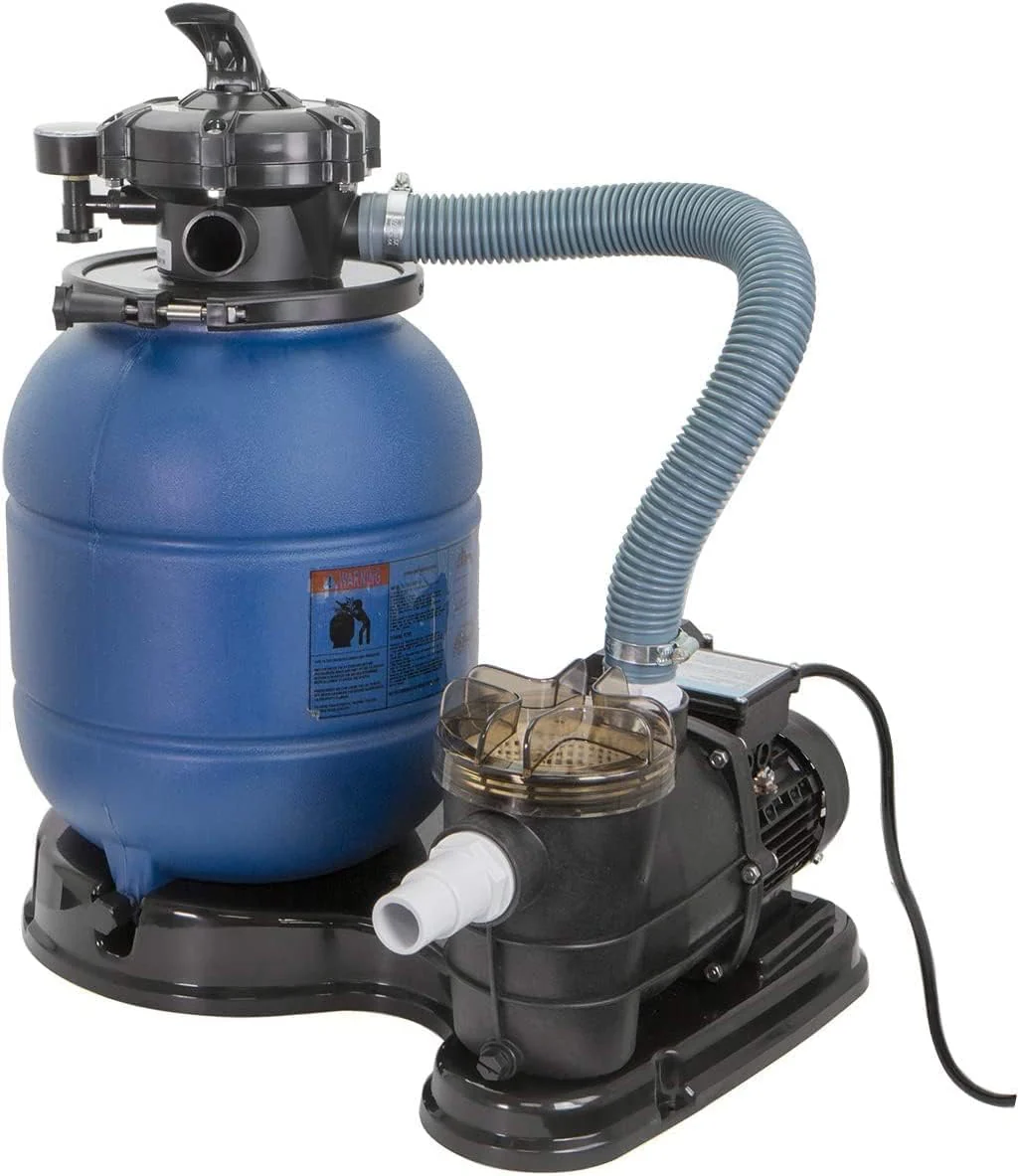 13-inch sand filter, 0.75 horsepower, swimming pool pump, 2400 gallons per hour, suitable for outdoor swimming pool package, multi-interface valve, maximum capacity 10000 gallons, 1-1/4 inch NPT interface(13inch (2��400 GPH))