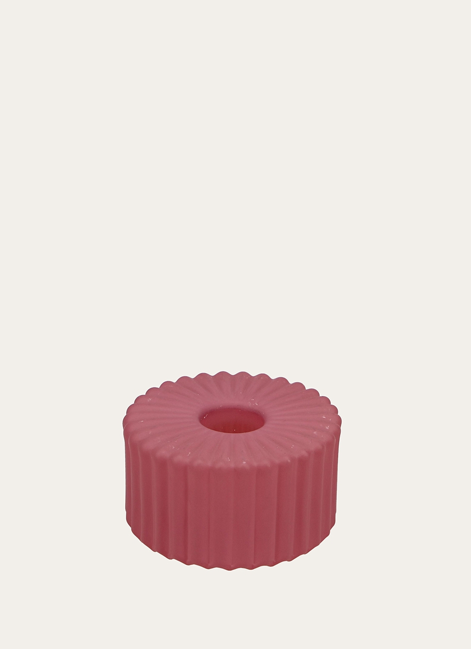 BOUGEOIR EN VERRE COLORÉ RÉVERSIBLE ROSE FONCE