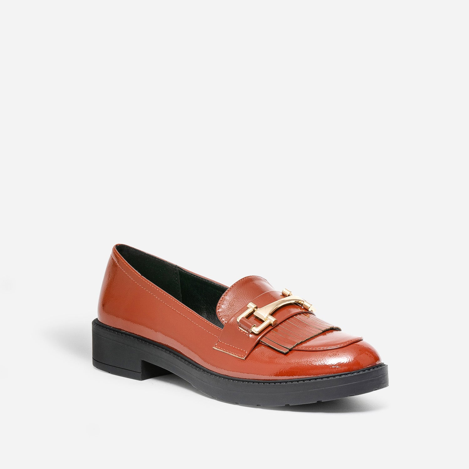 Mocassin cognac verni à franges