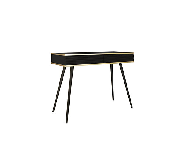 Coiffeuse noire glamour avec pieds noirs, 102 x 80 x 50