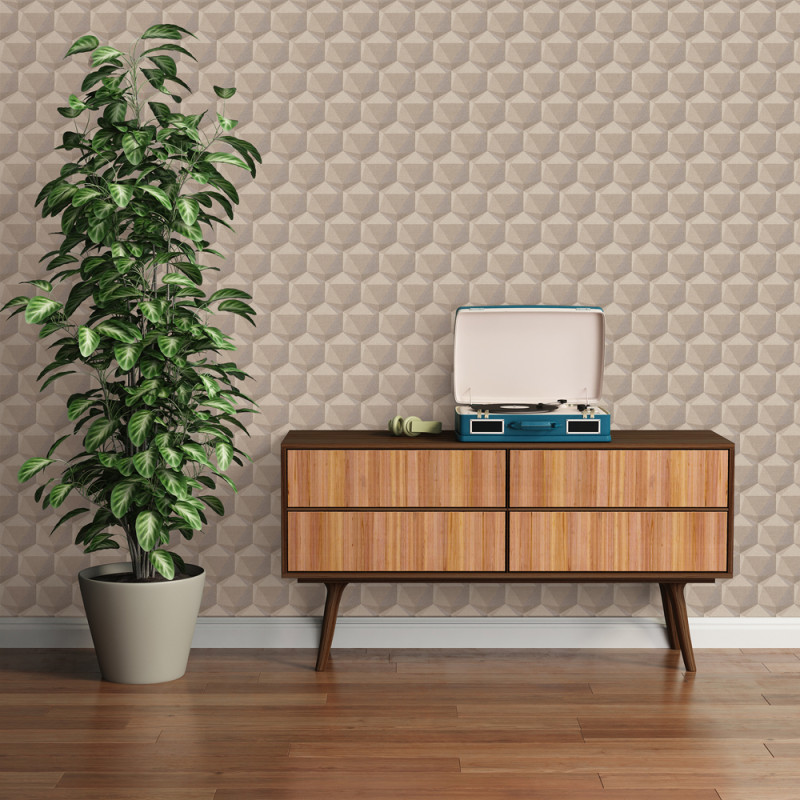 Intissé vinyle 3D beige 53 cm