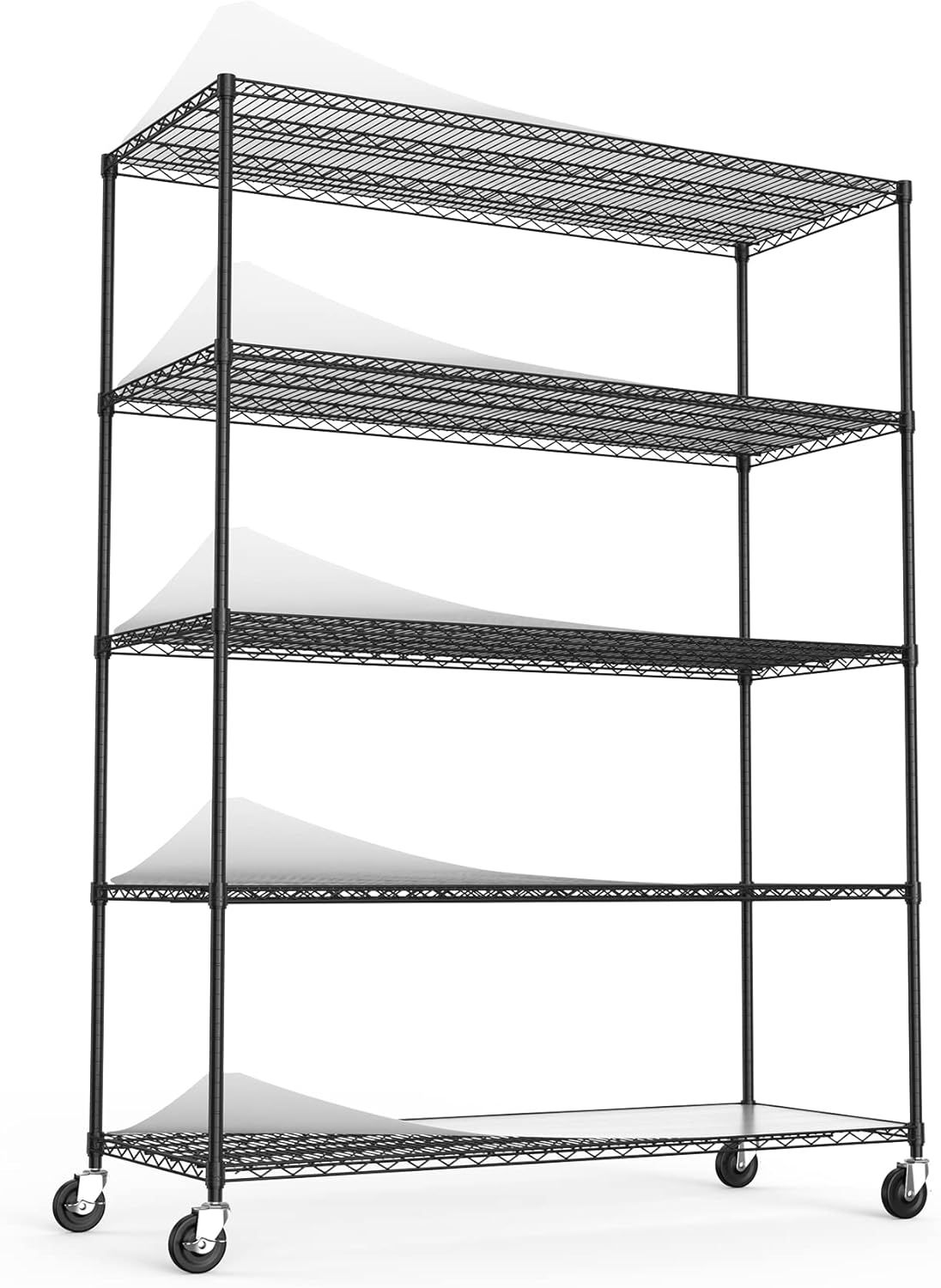5 Tier 7500lbs Capacity NSF Metal Shelf Wire Shelving Unit, Heavy Duty Adjustable Storage Rack with Wheels & Shelf Liners for Commercial Grade Utility Steel Storage Rack, Black - 82H x 60L x 24D
