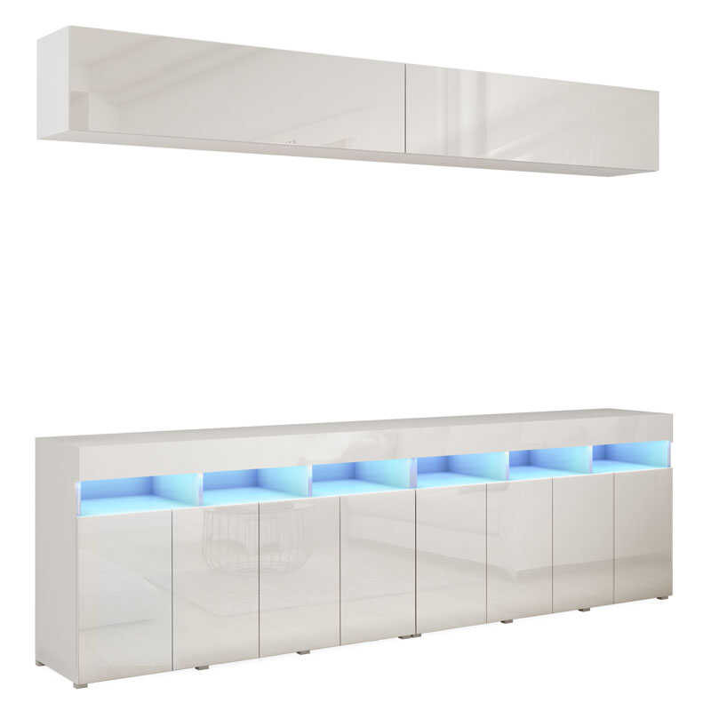 Meblościanka PREMIUM do salonu 280 cm biały połysk