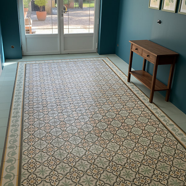Authentiques carreaux de ciment - Modèle Elégance ELE7 de Floorilège - La boite de 14 carreaux soit 0,56 m²