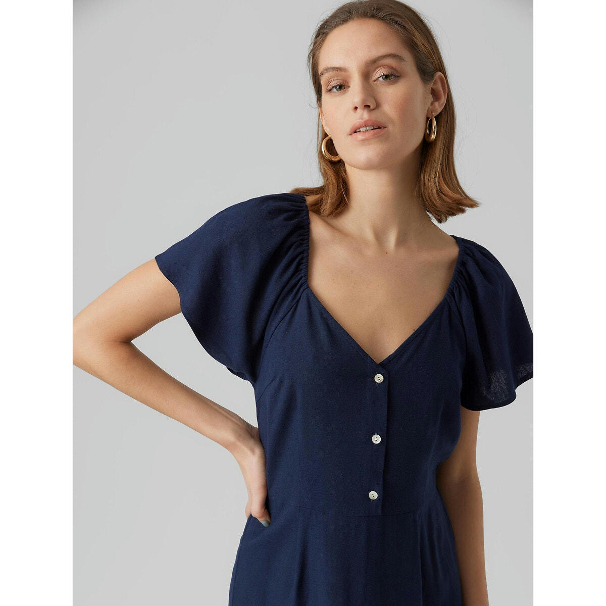 Robe mi-longue manches courtes