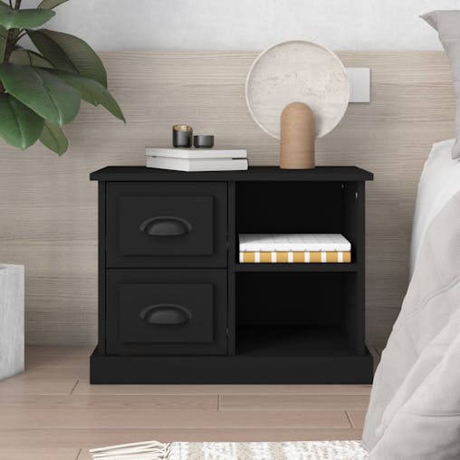 NNEVL Bedside Cabinet Black 60x35.5x45 cm
