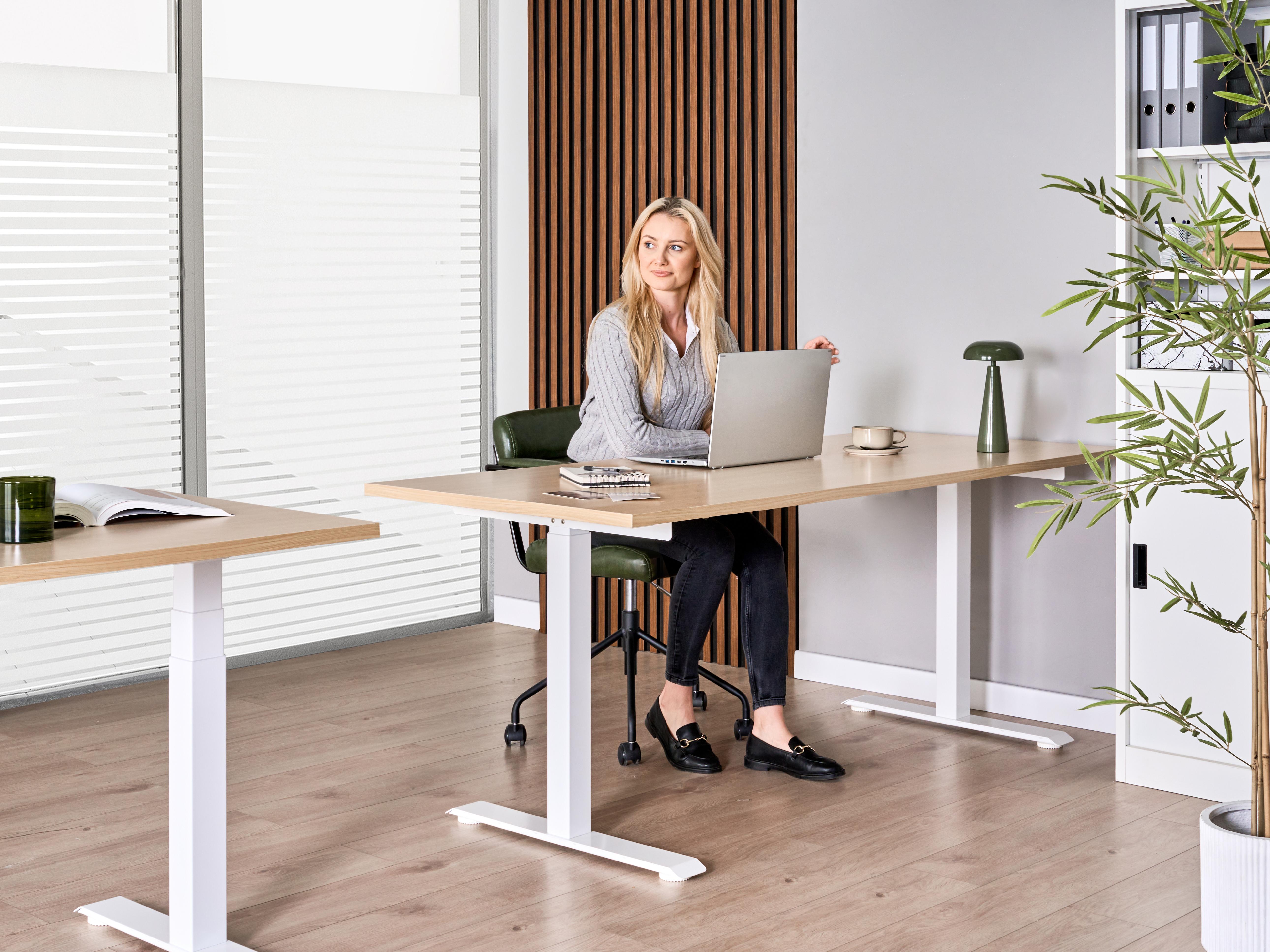 Electric Adjustable Standing Desk DESTINES Light Brown/ White 180 cm 72 cm