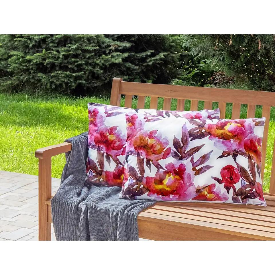 LANROSSO - Tuinkussen set van 2 - Roze/Wit - 40 x 60 cm - Polyester