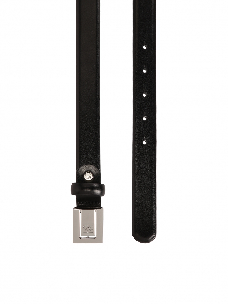 Black leather belt with full buckle