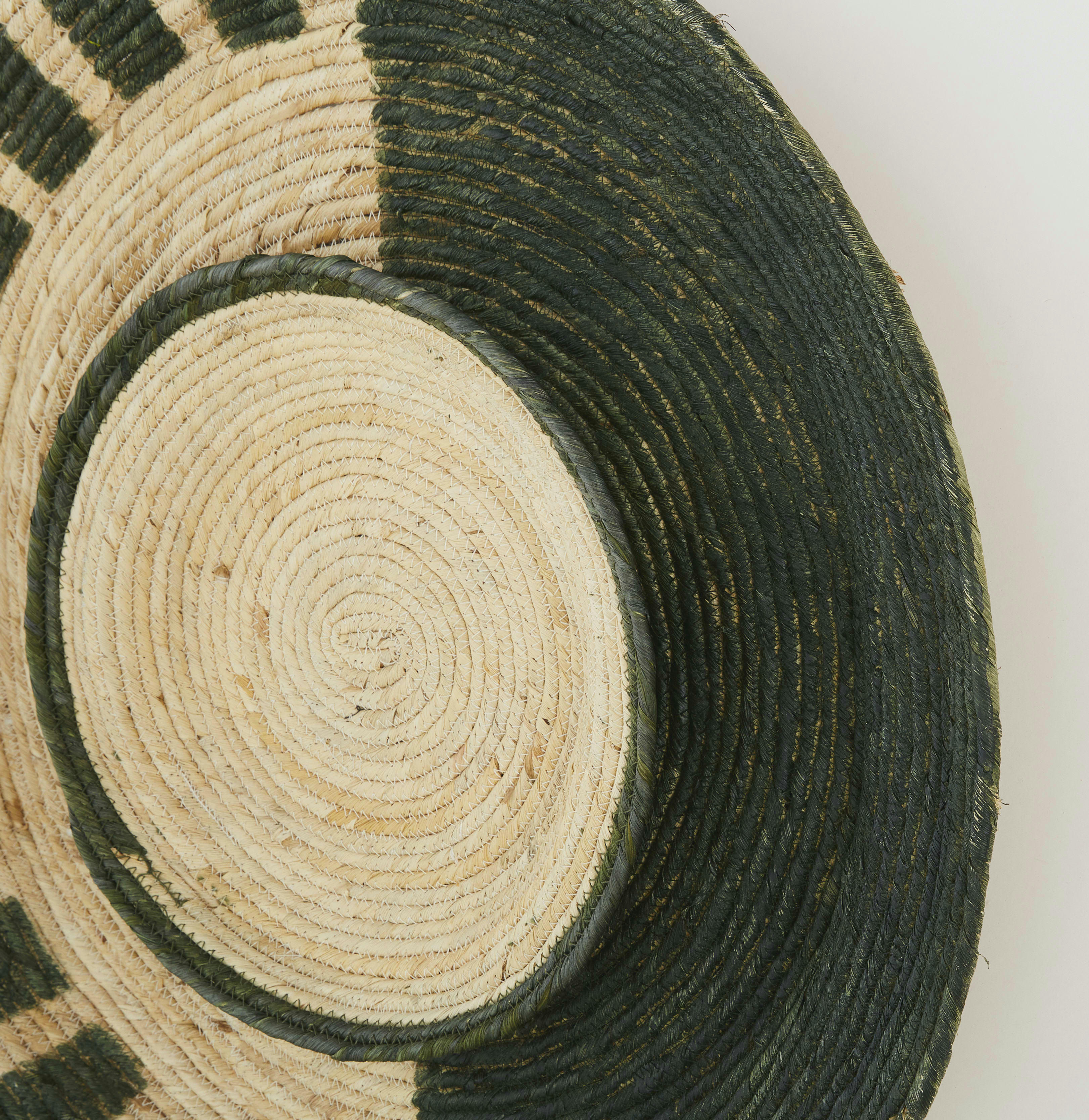 TIAGO - Déco murales assiettes en fibre de maïs beige et verte (x2) D79