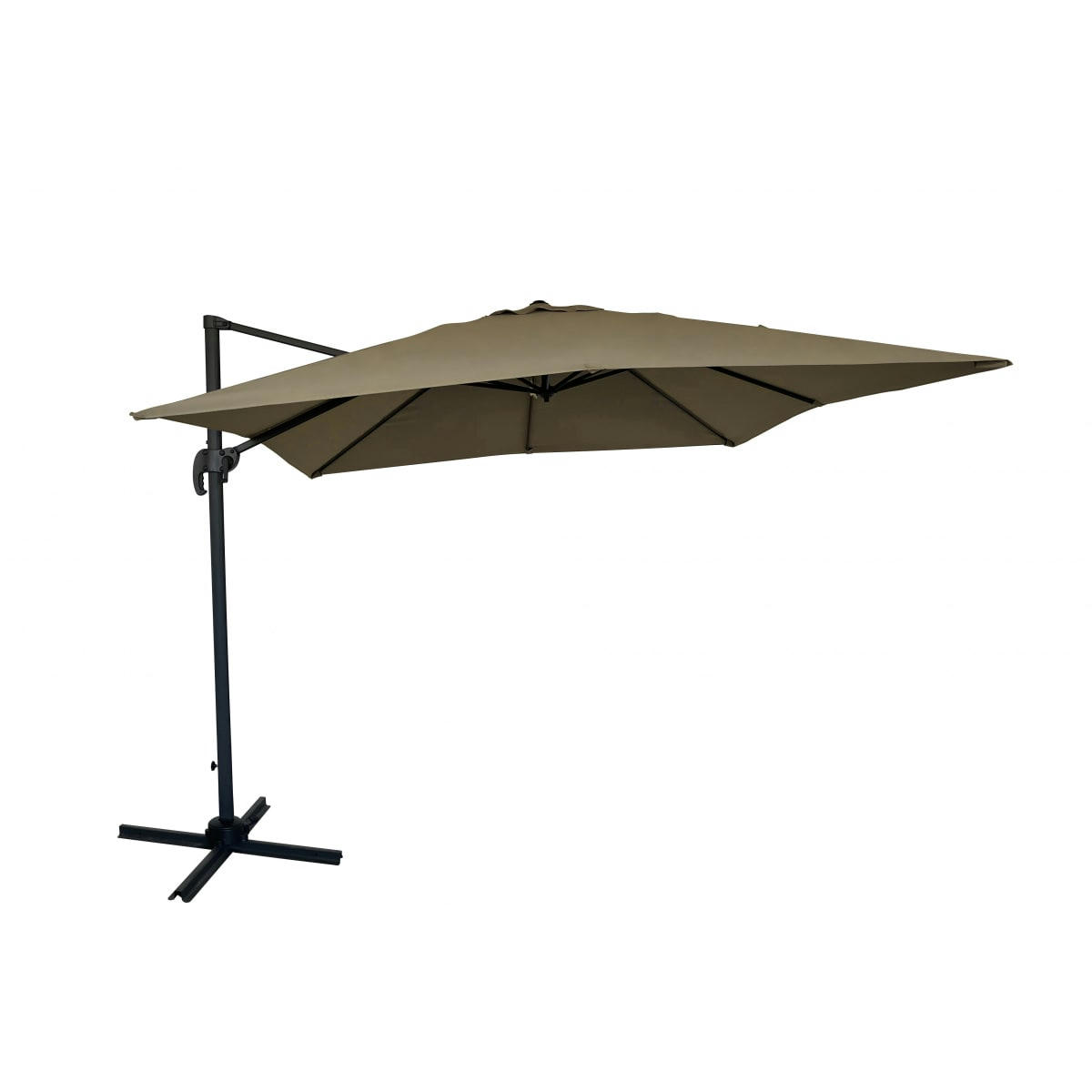 - Parasol décentré carré 3X3M acier et toile polyester marron