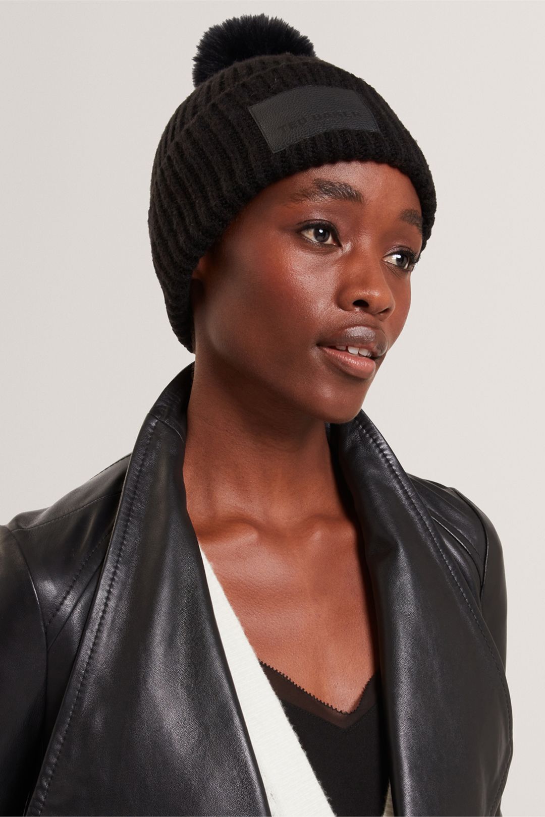 Ted Baker SERSHII Colourblock Bobble Hat Black