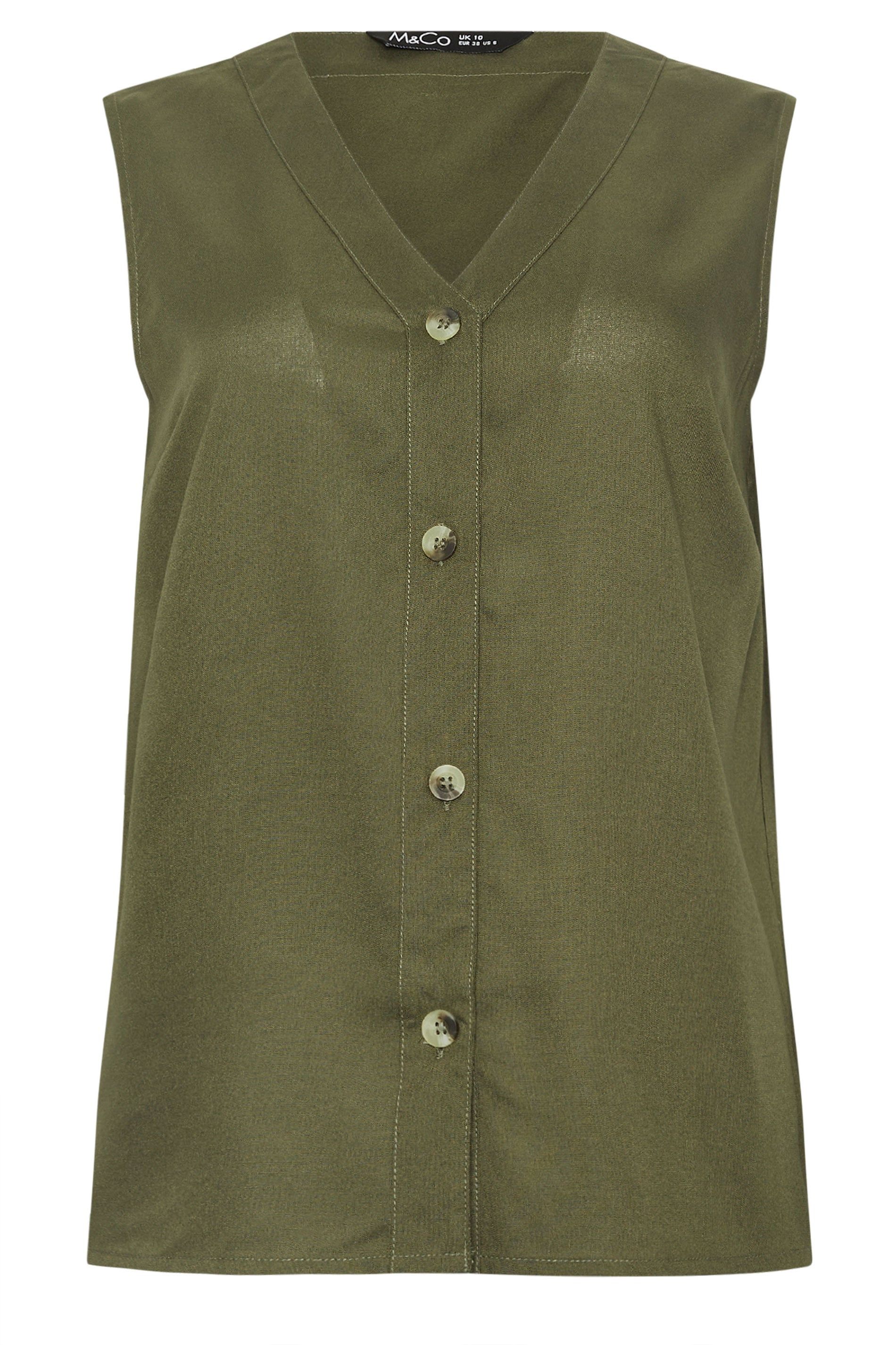 M&Co Sleeveless Button Through Top