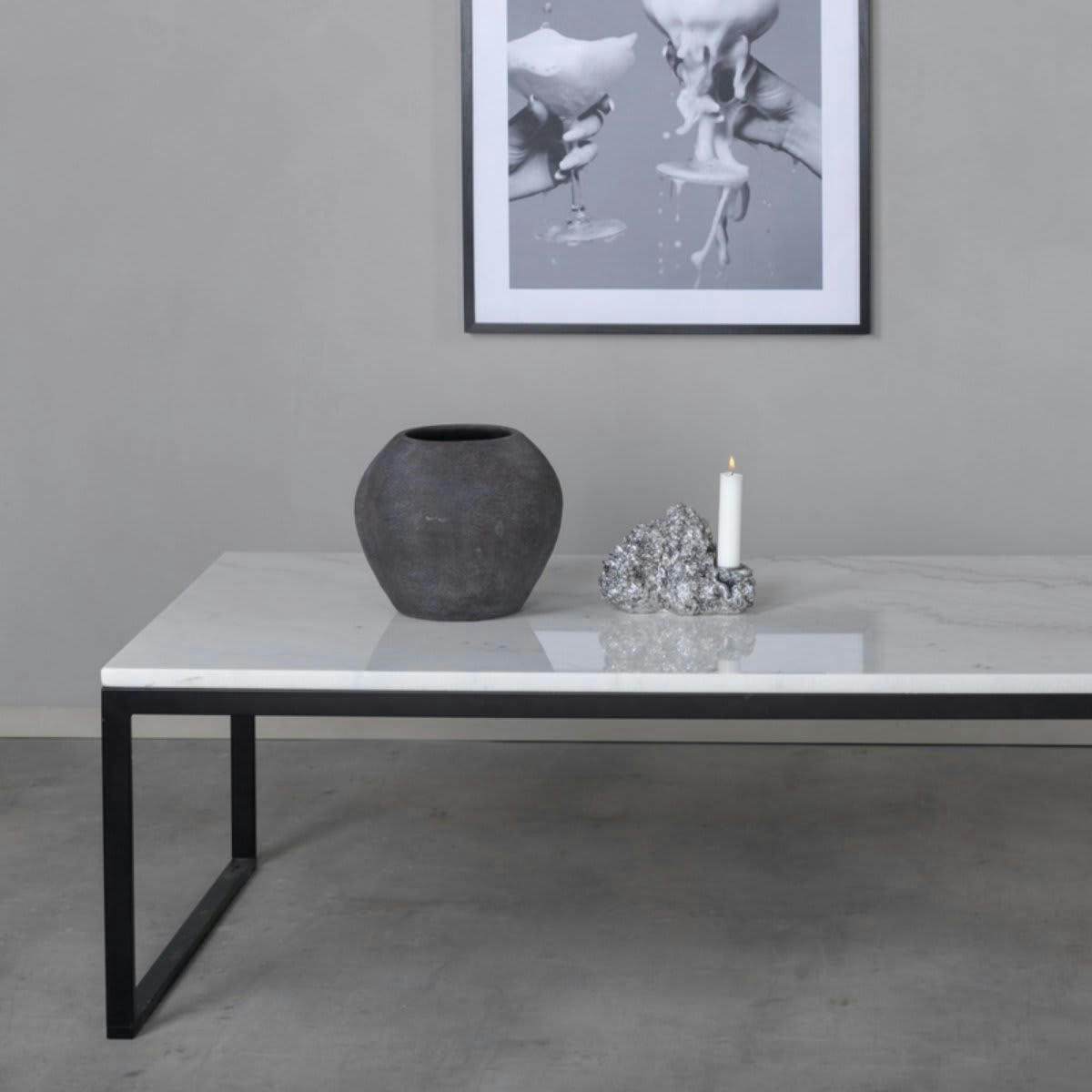 ELISHA - Table basse moderne avec plateau en marbre blanc