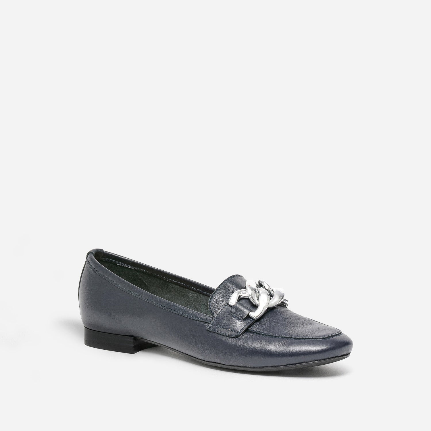 Mocassin bleu marine en cuir maxi chaîne