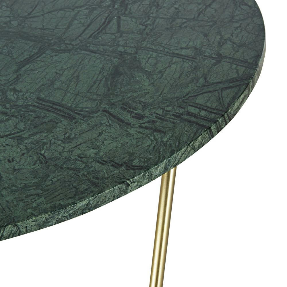Eagle - Table basse ronde en marbre vert et métal doré