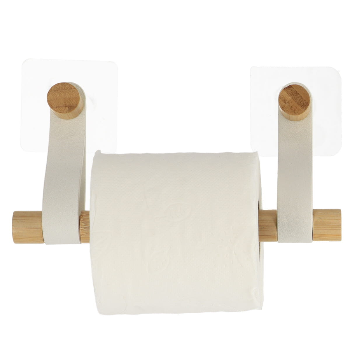 Uchwyt na papier toaletowy Chic z bambusem biały bez wiercenia nowoczesny