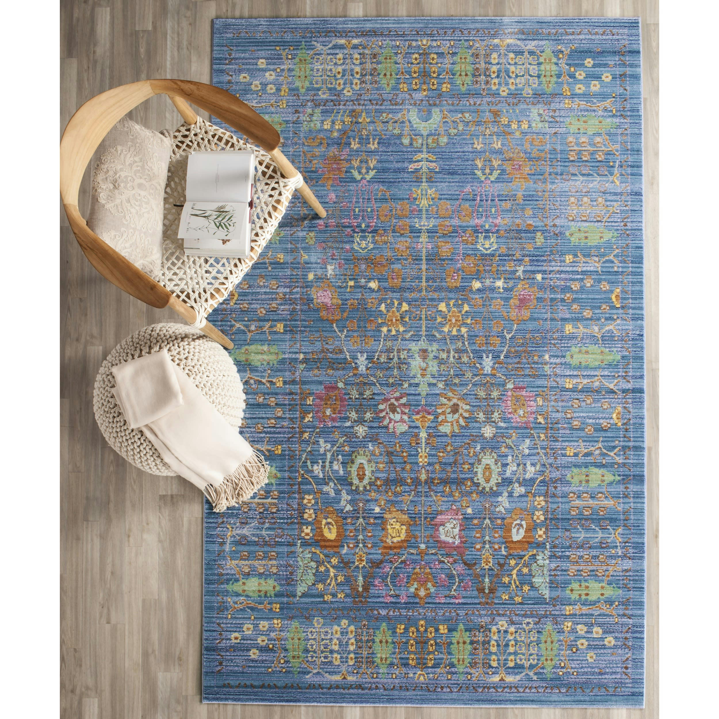 VALENCIA - Tapis de salon interieur en bleu & multicolore, 152 x 244 cm