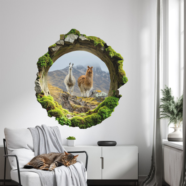 Naklejki dziury górska oaza 3D efekt na ścianę 74x80