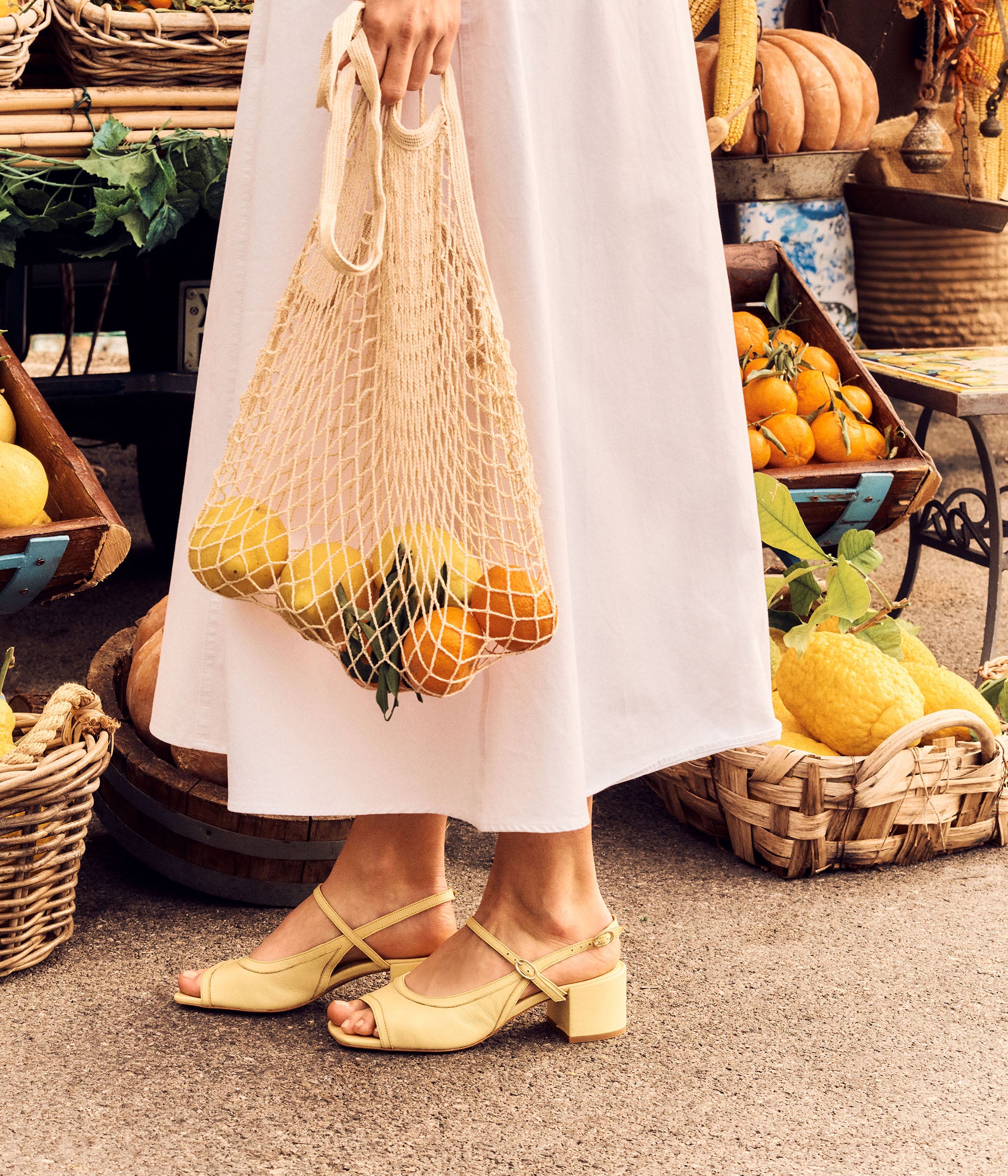 Slingbacks en cuir jaune Lamya
