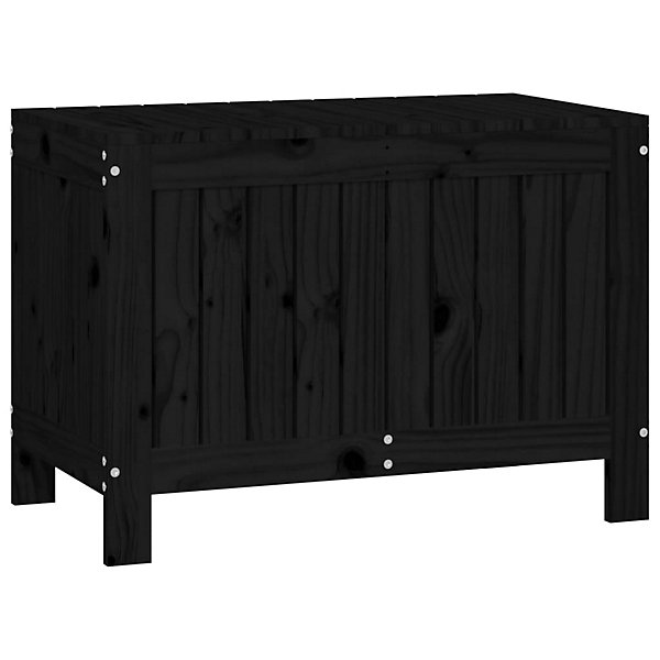 Coffre boîte meuble de jardin rangement bois noir Helloshop26