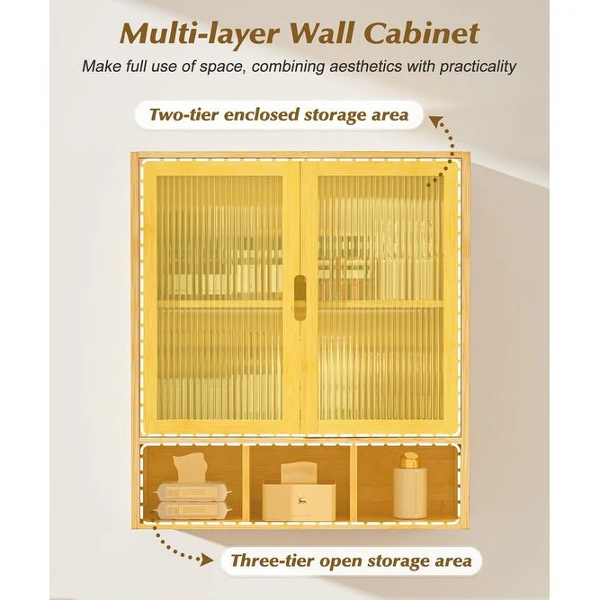Bathroom Wall Cabinet with 2 Frosted Door