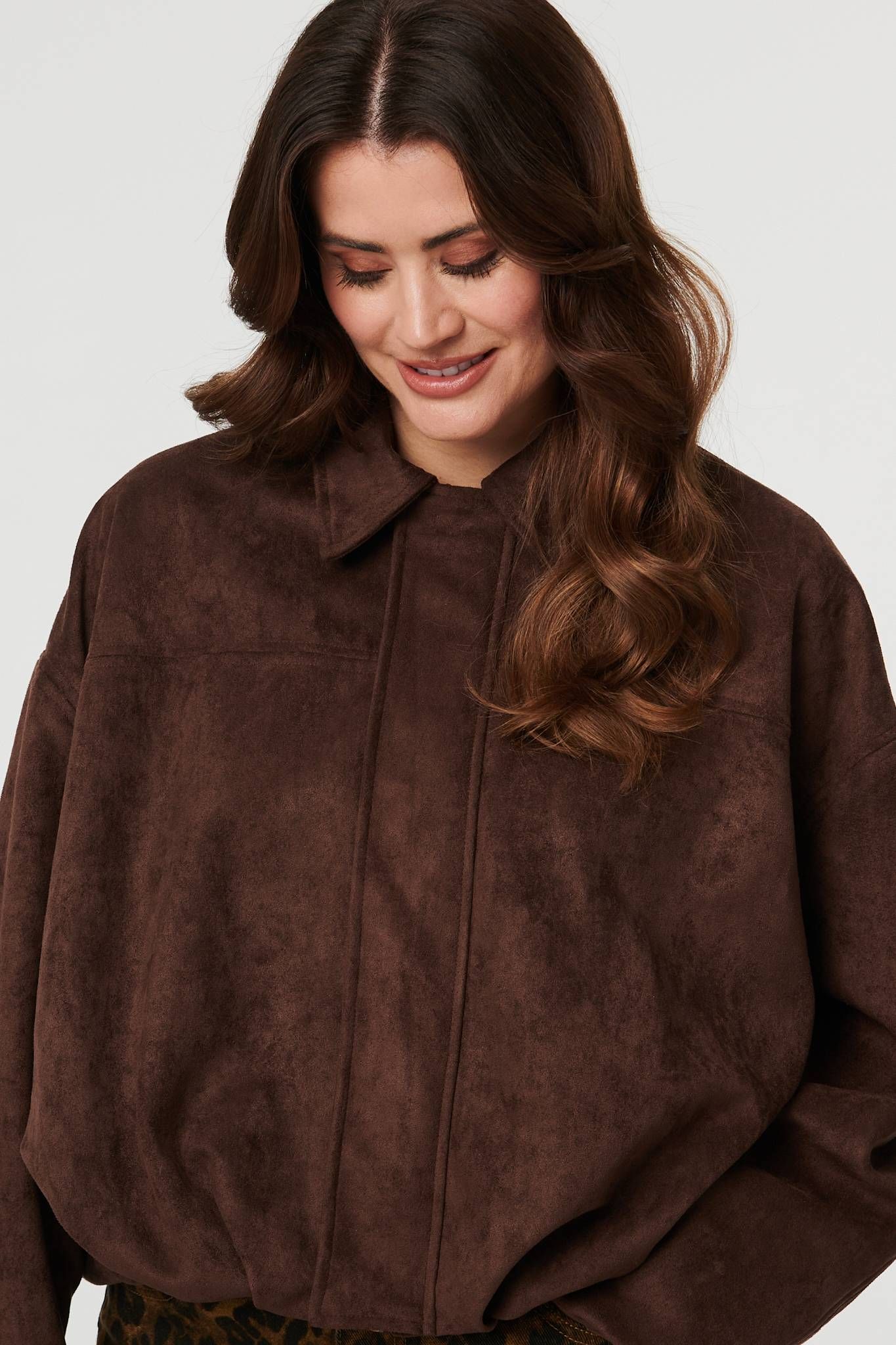 Izabel London Faux Suede Long Sleeve Cropped Jacket