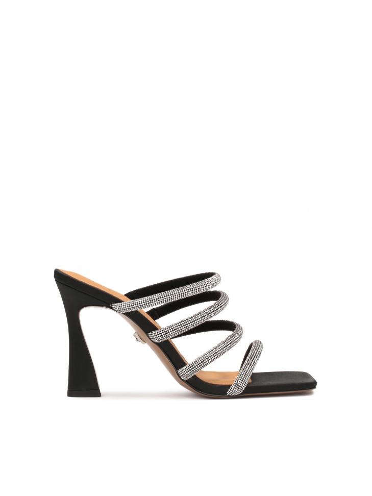 Mules on a heel decorated with cristals