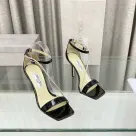 Jimmy Choo 10CM Fine Heel Leather Buckle Slide Sandal