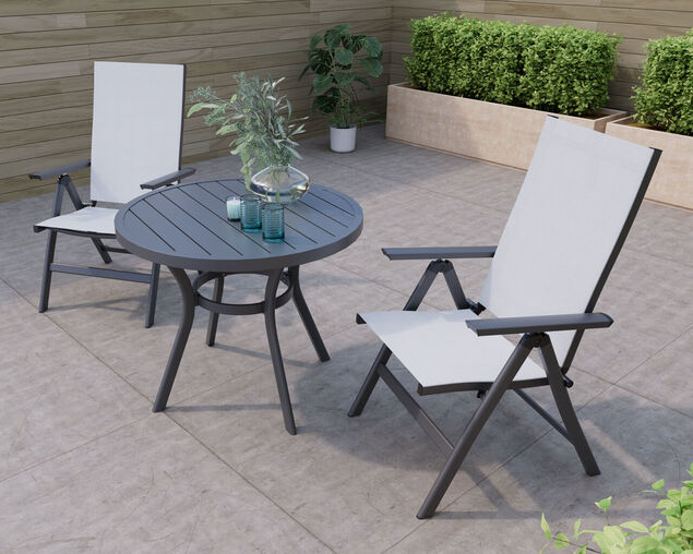 Frankie-Jette 3 Piece Chat Setting - Gunmetal Grey