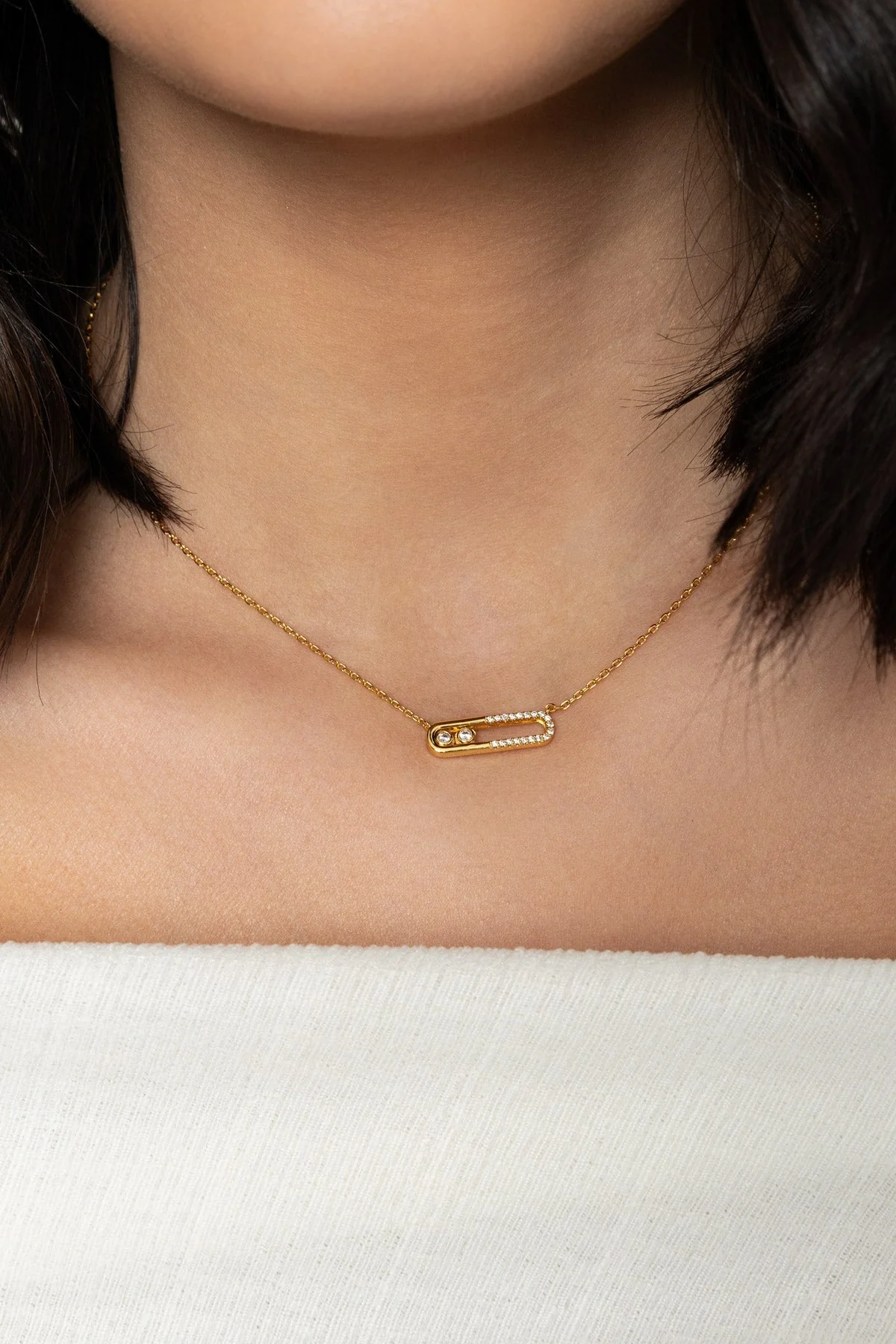 The Pink Box Gold Diamond Bar Necklace