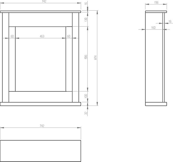 Insert électrique avec manteau POKER 750-1500W, 74x88x20cm noyer