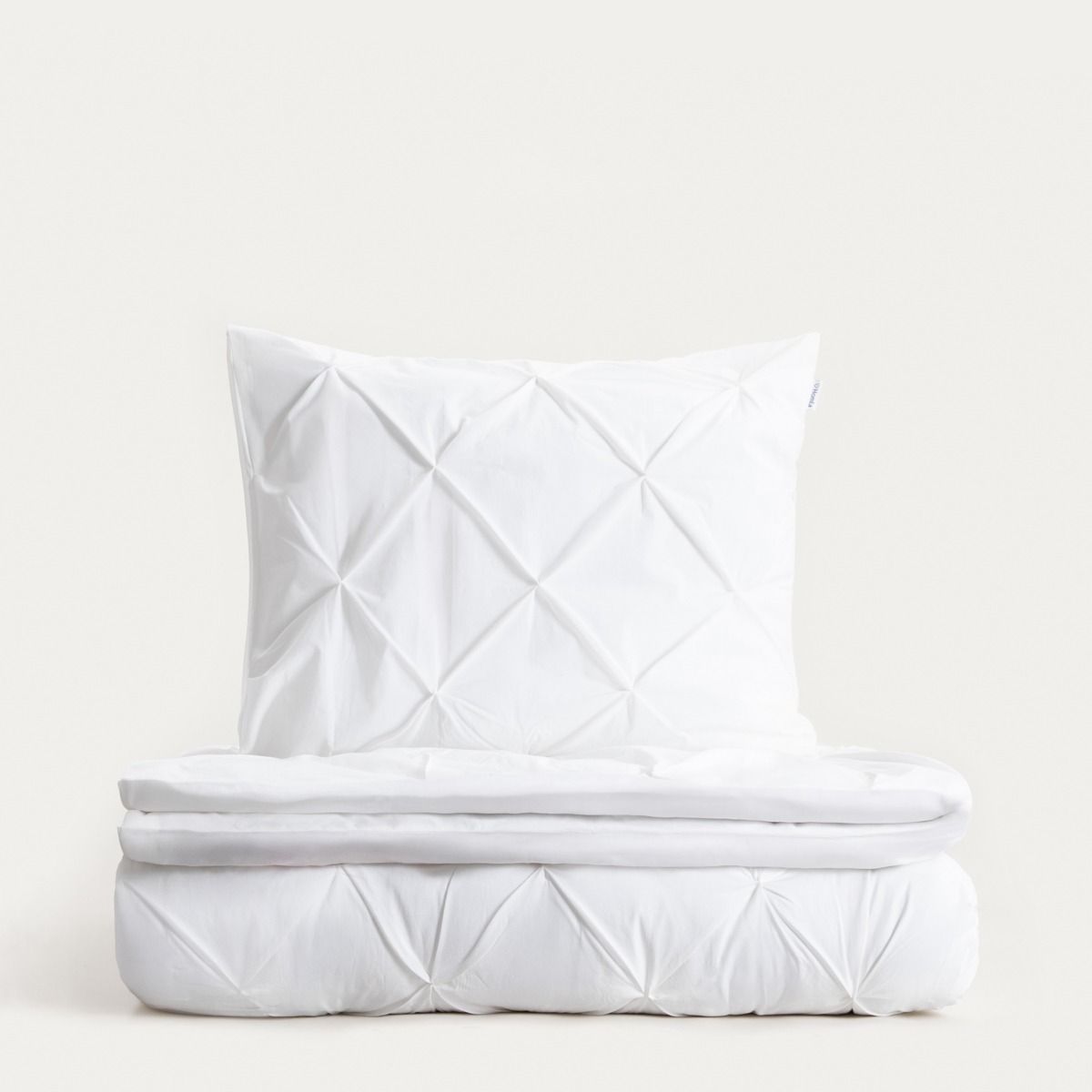 Pościel AUREA perkalowa biała z domieszką lyocellu i ozdobnymi przeszyciami 160x200   2*50x60 cm