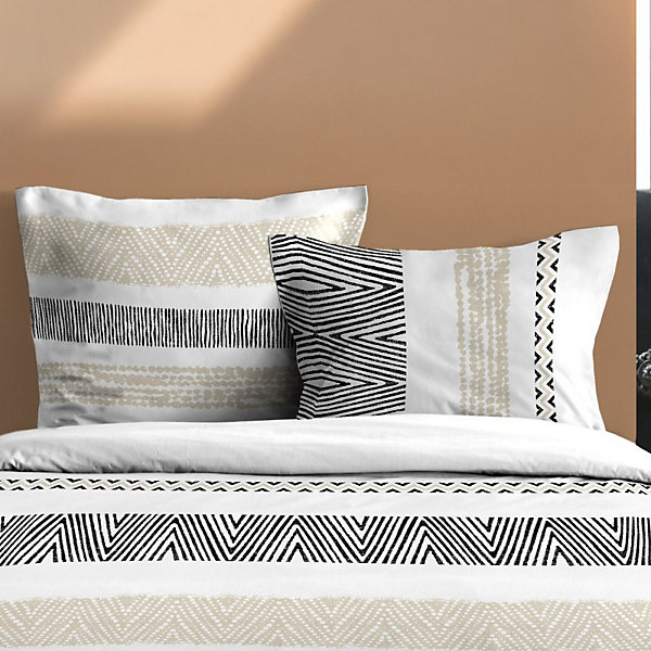 Housse de couette 260x240 finition rabat   2 taies coton 57 fils
