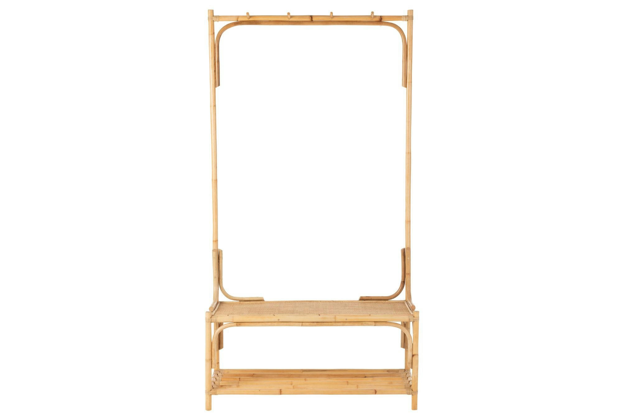 - Banc porte-manteau en rotin 4 patères L74