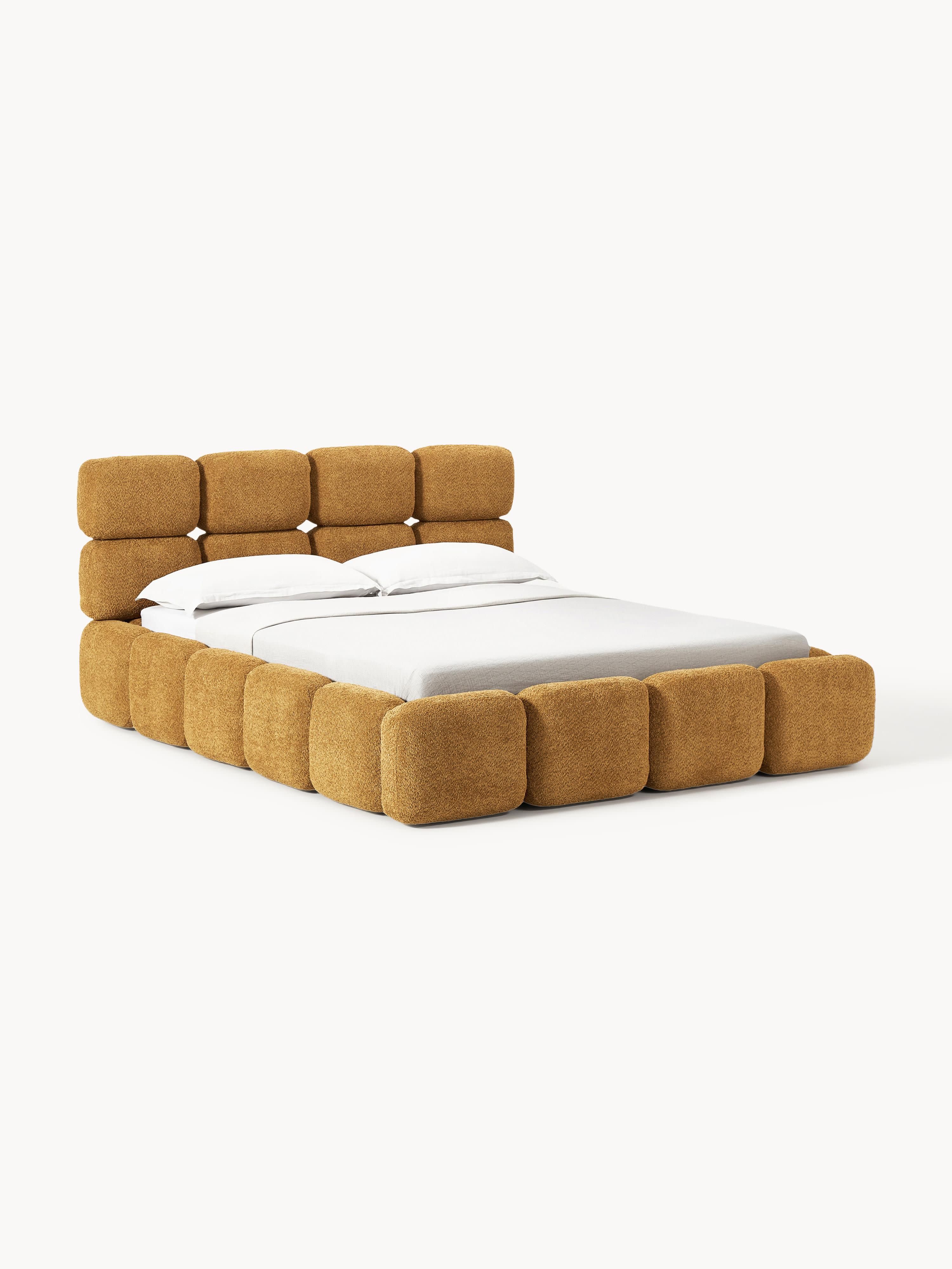 Polsterbett Tayla aus Teddy-Bouclé mit Stauraum