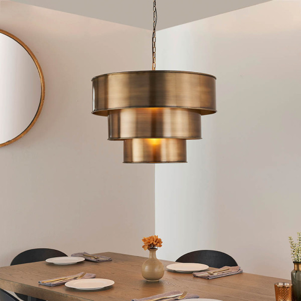 Lampa wisząca MORAD warstwowa postarzany mosiądz 1xE27x40W IP20 Endon