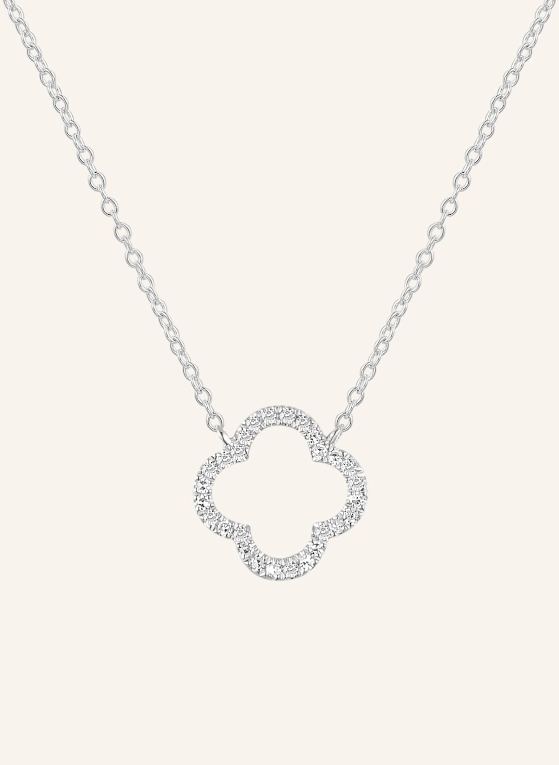 Leaf Halskette CLOVER aus 18 Karat Weißgold mit Diamanten
