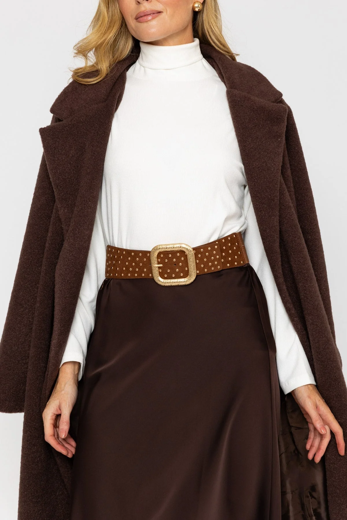 Caramel Brown Studded Elasticated Belt