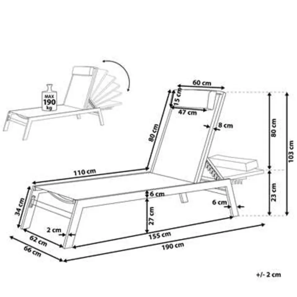 CATANIA - Strandstoel - Grijs - Polyester