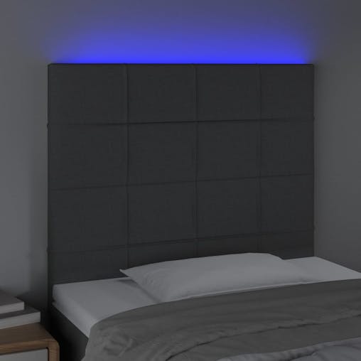NNEVL LED Headboard Dark Grey 80x5x118/128 cm Fabric