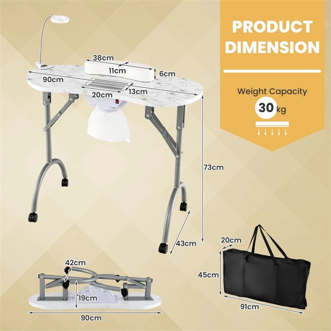 EONLION Folding Manicure Nail Table Dust Collector