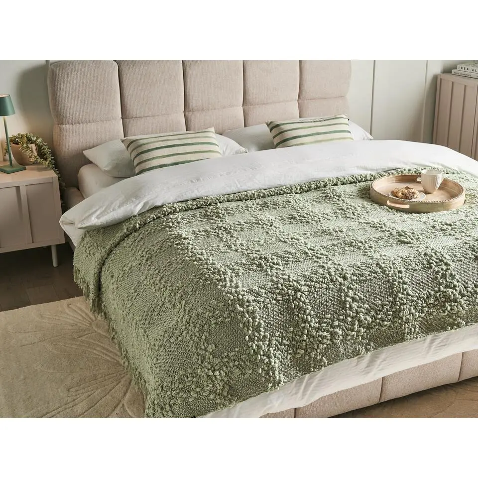 VELLA - Plaid - Groen - 200 x 220 cm - Polyester