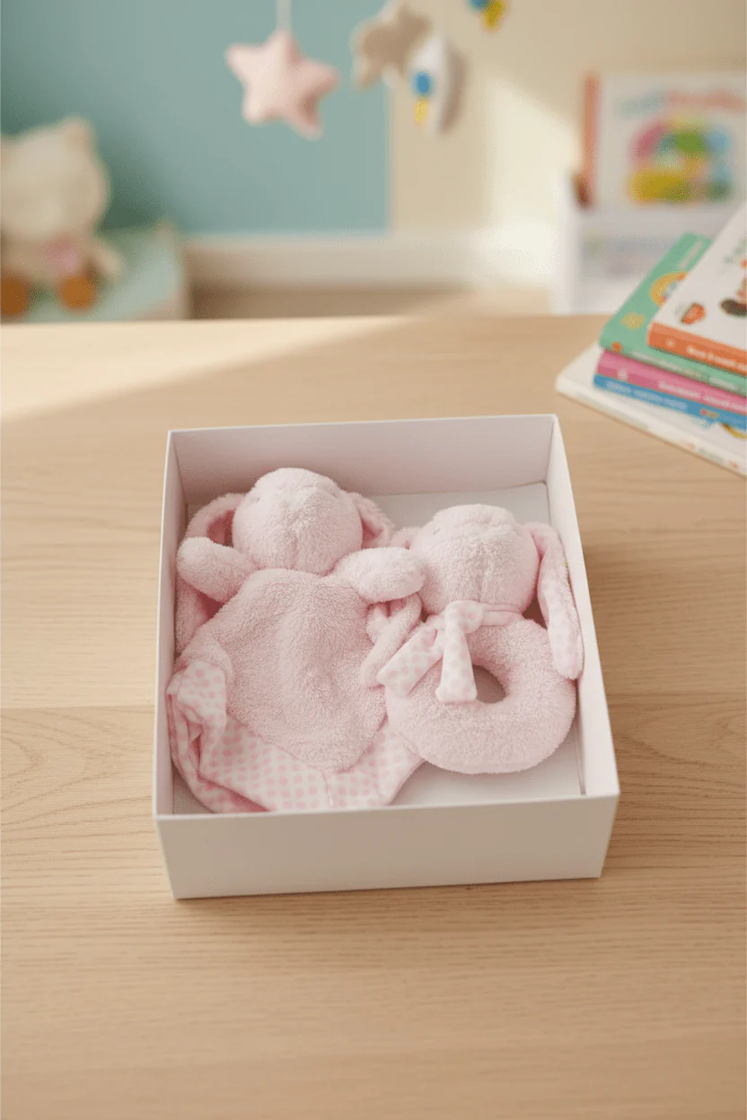 Pink Bunny Comforter & Rattle Gift Box
