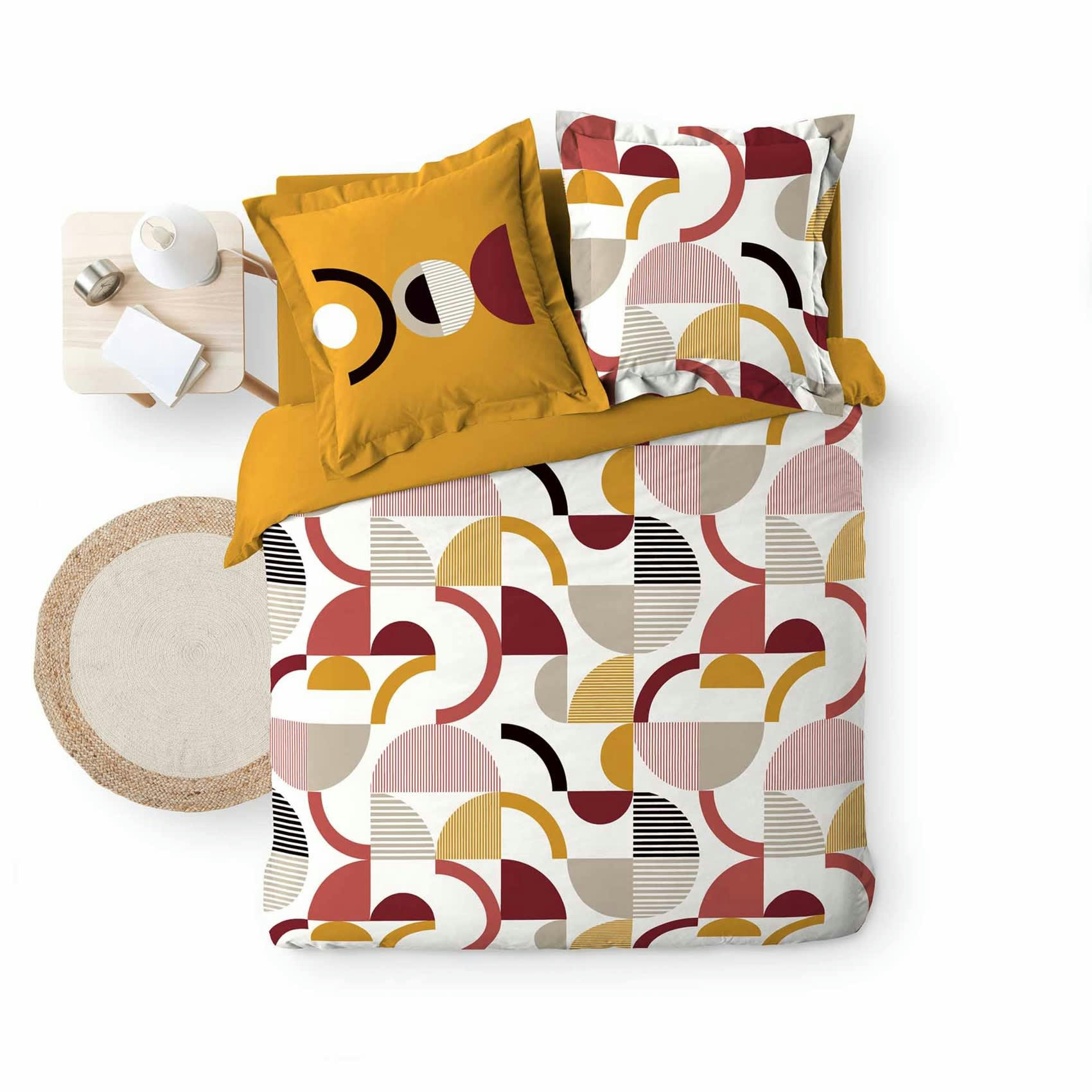 - Parure de lit aux formes géométriques coton multicolore 240 x 220 cm