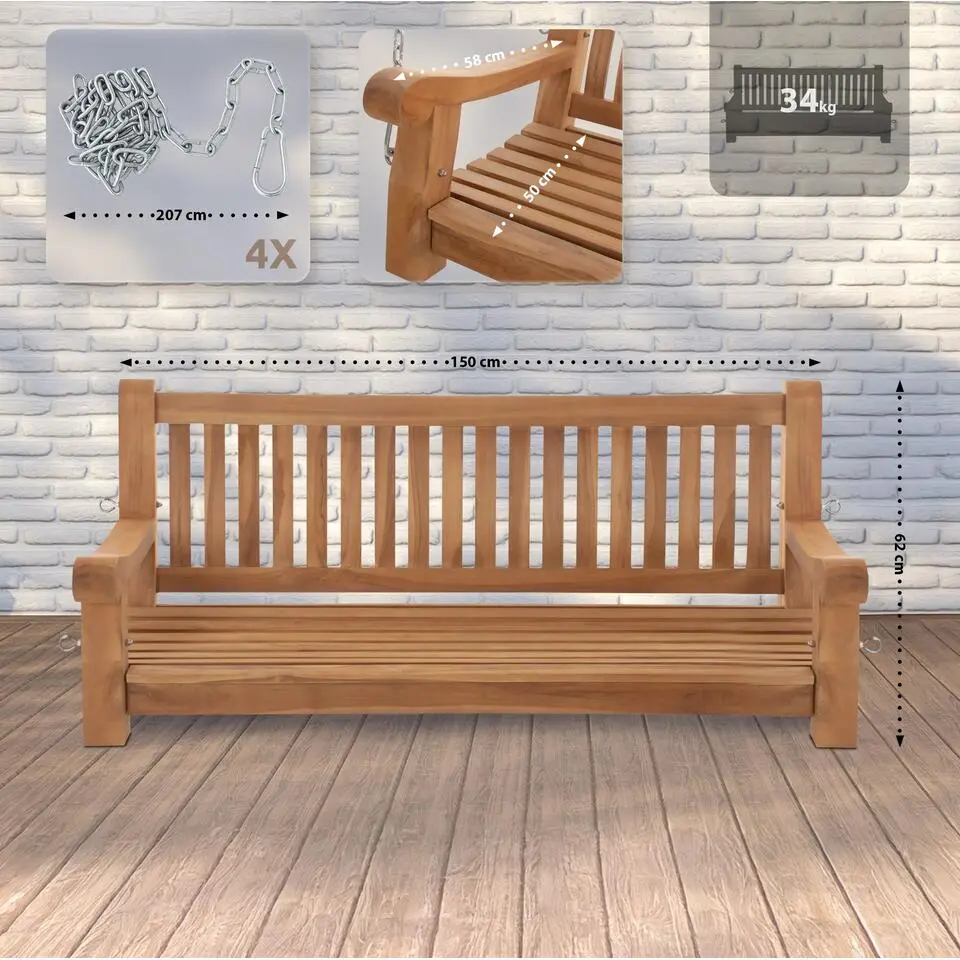 CLP Schommelbank Joyce 150 cm - teak