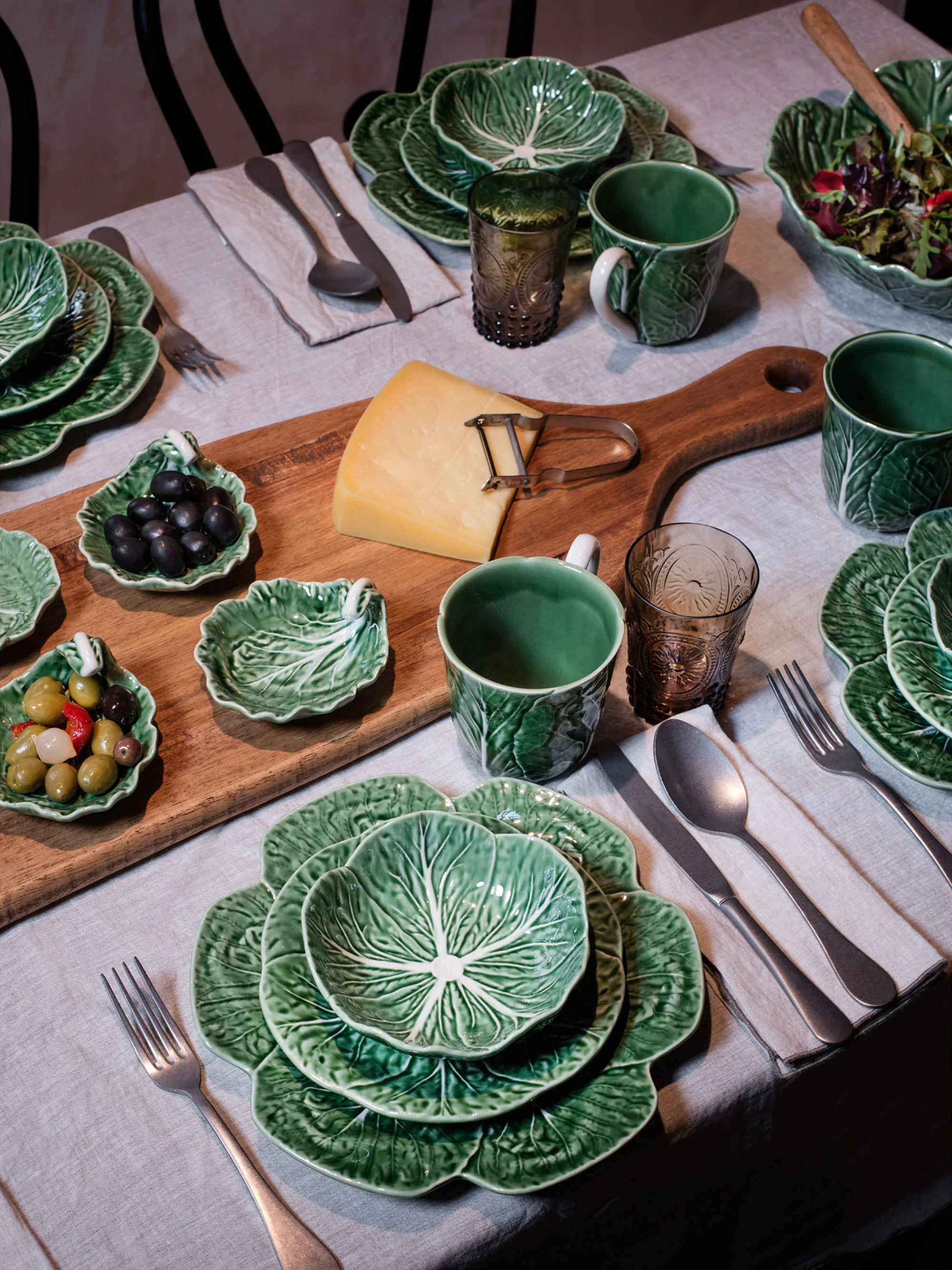 Handbemalte Frühstücksteller Cabbage, 2er-Set